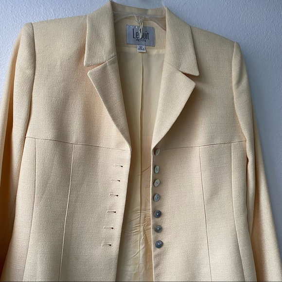 Le Suit Petite Yellow Blazer Jacket - Picture 3 of 11